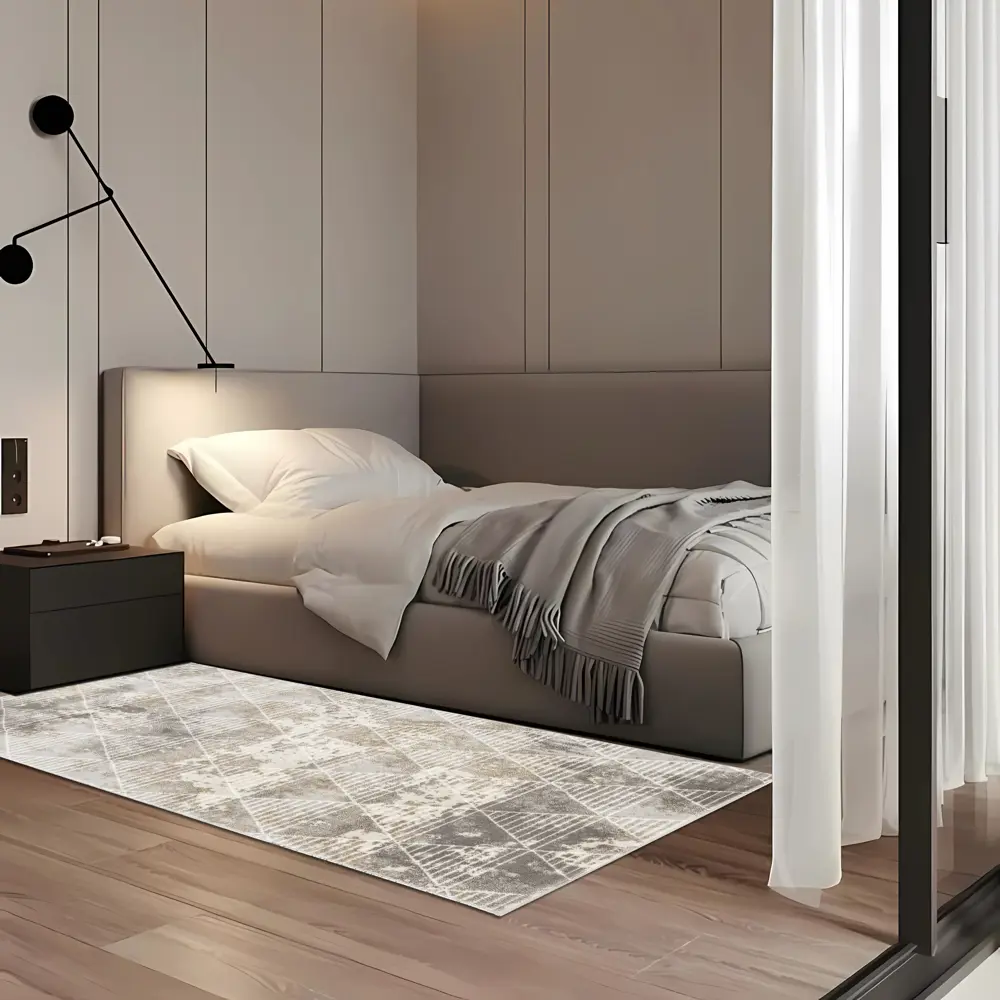 Ковер БЕЛКА Визион 100×200 см с рельефной текстурой в серо-бежевых тонах 89424629 STLM-1566636