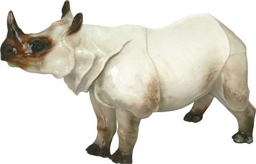 95074 Императорский фарфоровый завод Скульптура "Носорог" Фарфор твердый 
