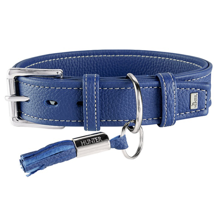 ПР0046529 Ошейник для собак Cannes 50 (34-42см)/2,8см натуральная кожа синий HUNTER 