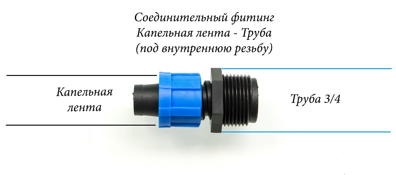2808 Фитинг для капельной ленты 16мм с наружной резьбой 3\4" LAB.Space  - Вид №2