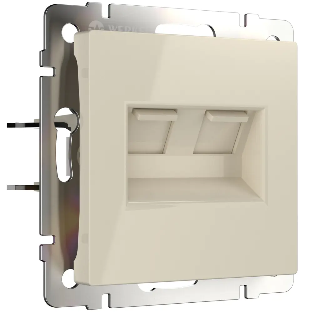 Розетка двойная встраиваемая Werkel RJ-45 без заземления цвет слоновая кость 85539965 STLM-2201660 