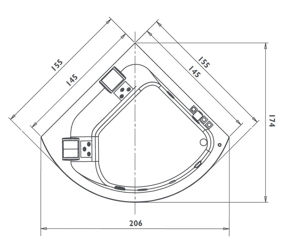 Встраиваемая угловая ванна с гидромассажем Jacuzzi® Aquasoul ARCH-00077273 - Вид №2