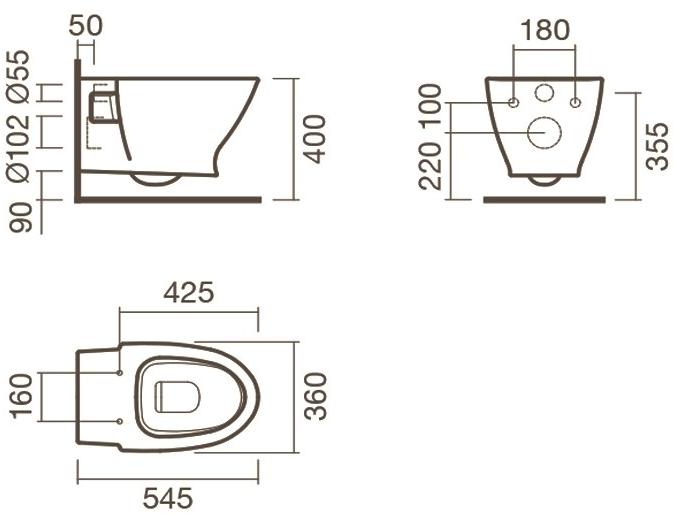 Набор Sanitana подвесной POP ART: чаша + крышка с механизмом (микролифт) S10078751000000;TN80001962600000 - Вид №2