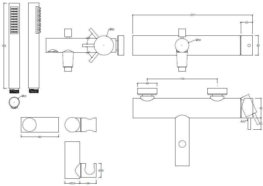 Water Evolution Смеситель для ванны настенный из хромированной латуни Flow sun-id-1373858 - Вид №4