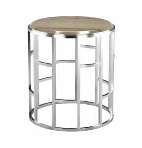 Приставной столик круглый с бежевым мрамором и фигурной основой Oslo PUSHA PUSHA 062911 Бежевый;хром