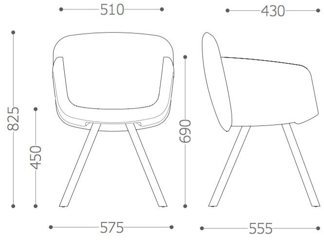 VAGHI Стул с подлокотниками и ножками из бука Viva guest Vi2ow - Вид №4