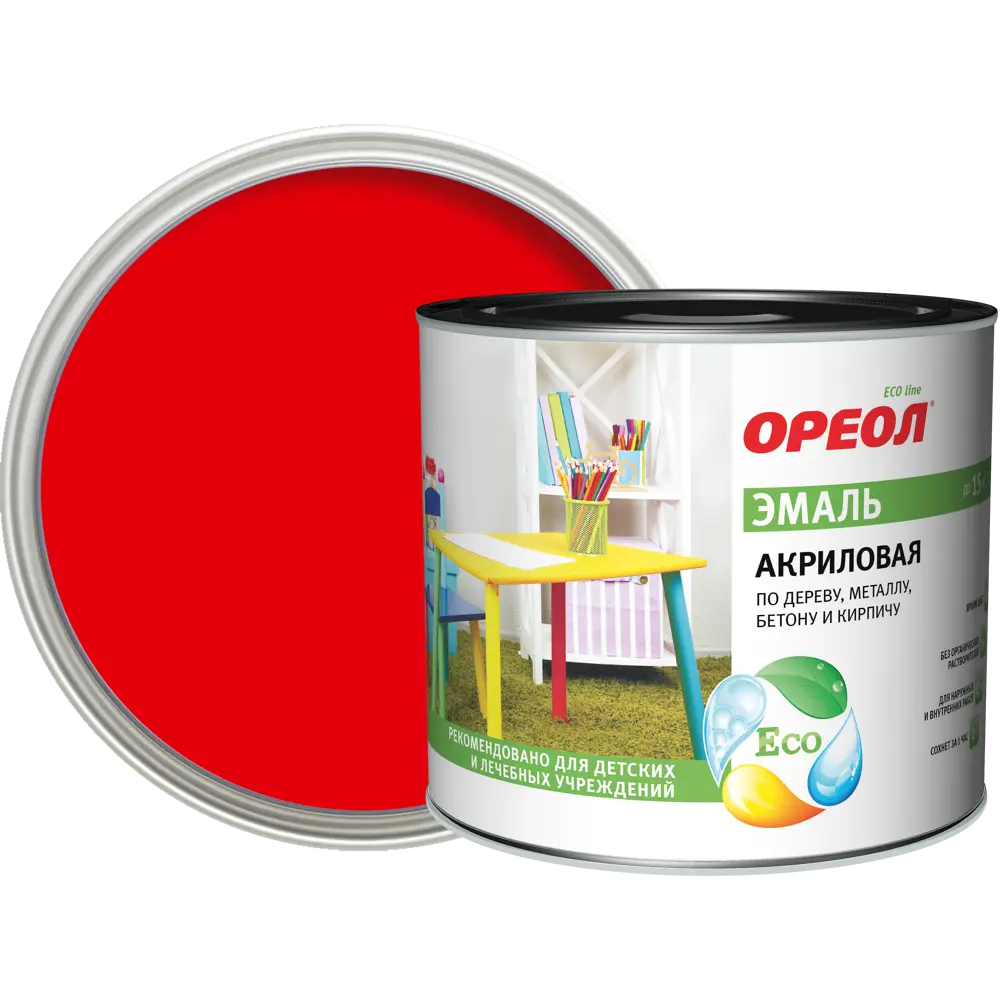 Эмаль акриловая Ореол глянцевая цвет красный 1.9 кг 84439805 STLM-2186167 
