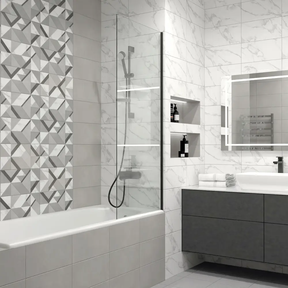 Настенная плитка KREAFORTA Mersey Calacatta - серый мрамор 20×40 см 89405694 STLM-1565694 - Вид №7