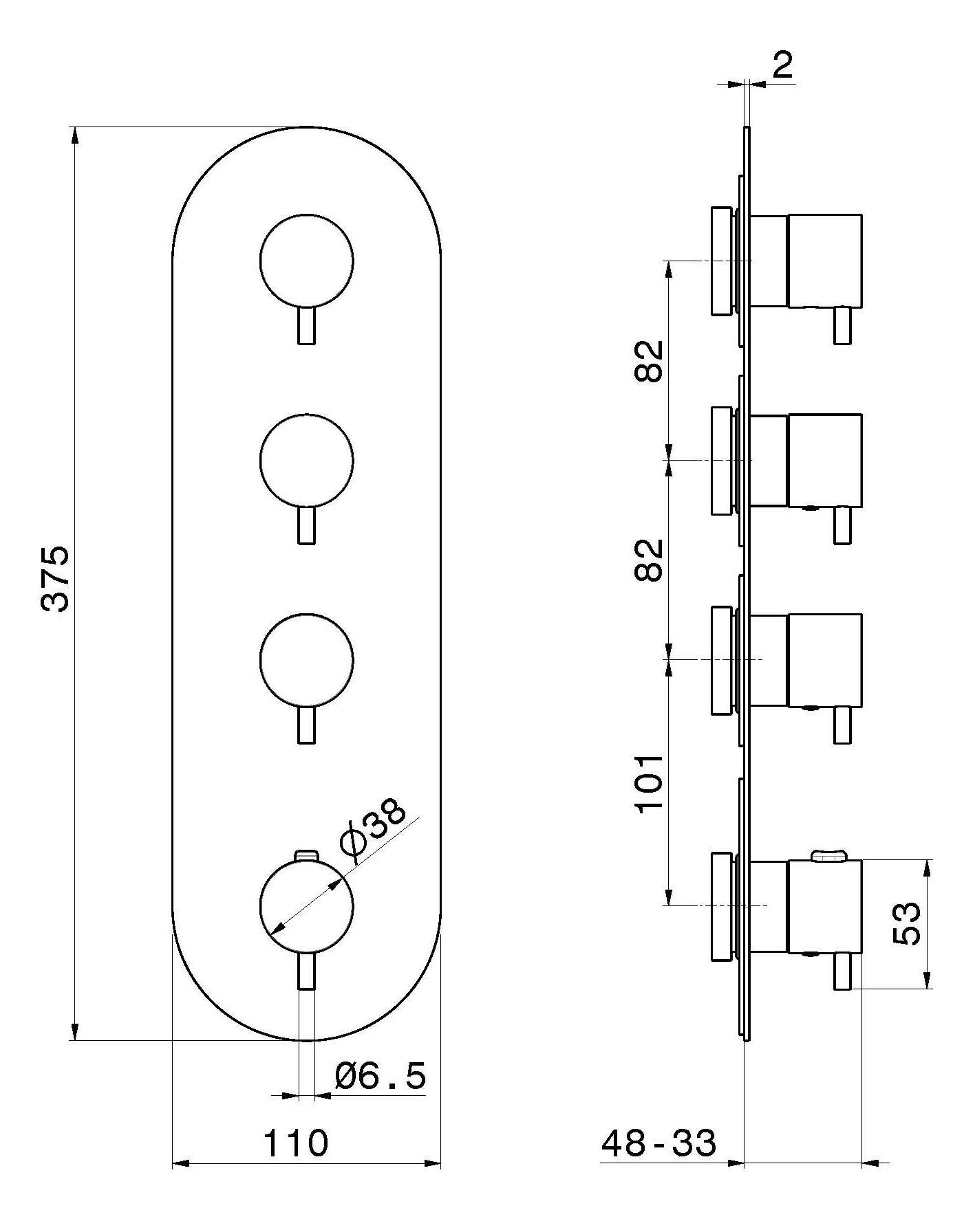 Термостатический смеситель для душа с 4 отверстиями Newform многофункциональные термостаты 3 выхода ARCH-00125919 - Вид №2