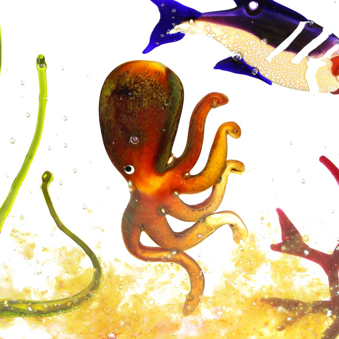 4229 ORIGINALMURANOGLASS Скульптура Аквариум с тропическими рыбками - муранское стекло OMG 20 см  - Вид №1