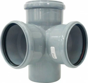 Крестовина канализационная двухплоскостная Д110х110х110мм 90 градусов