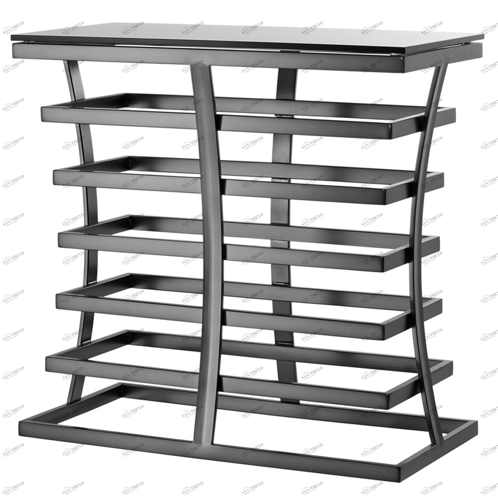 Консоль черная со стеклянной столешницей и фигурным основанием Barolo от Eichholtz EICHHOLTZ EICHHOLTZ 060994 Черный 