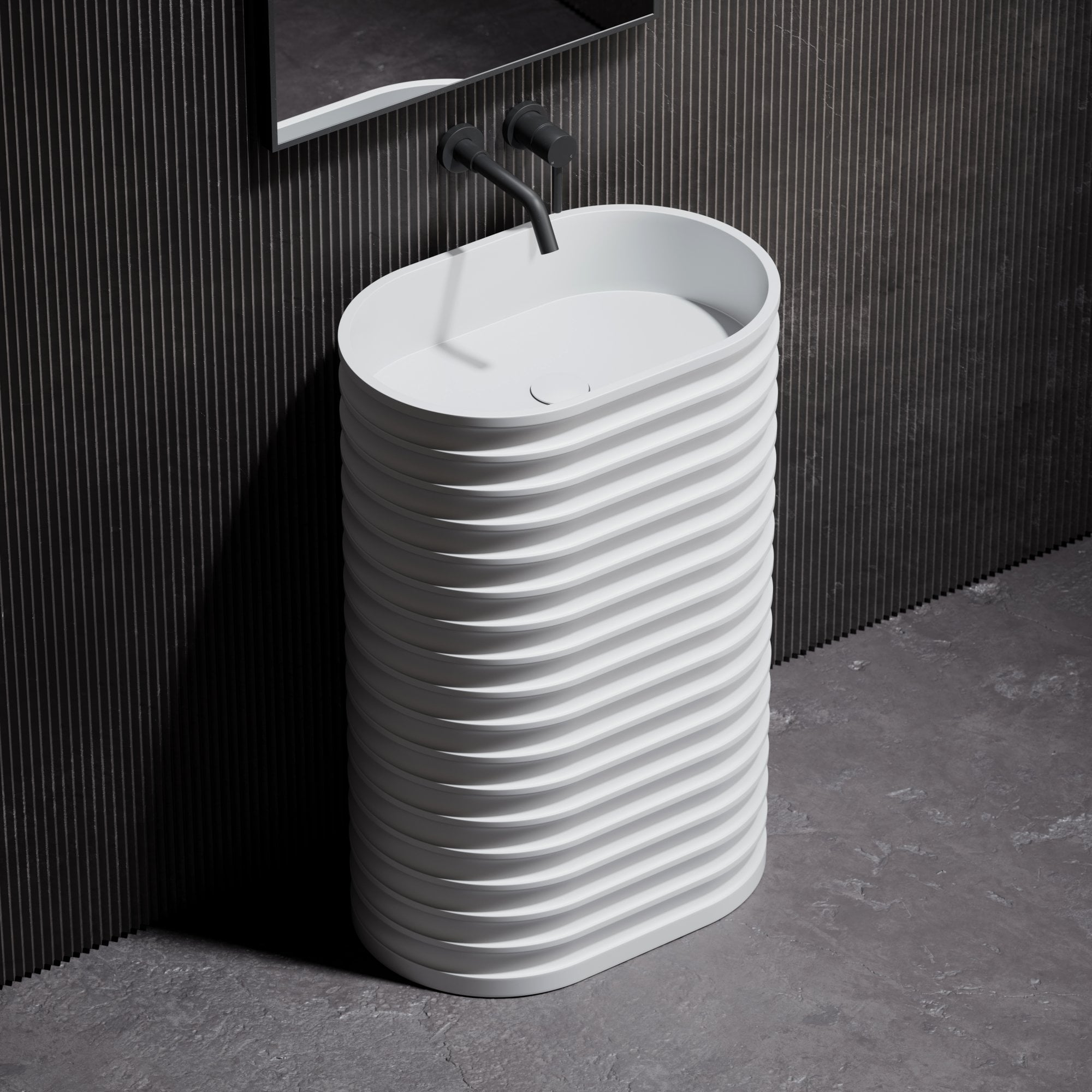 Одиночный круглый отдельно стоящий умывальник из смолы LUSSO Maddox ARCH-00071704 - Вид №2