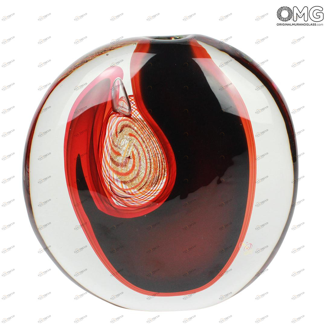 1706 ORIGINALMURANOGLASS Ваза Красное Полнолуние - соммерсо - муранское стекло 40 см 