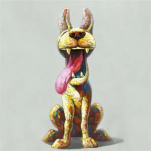 Картина на холсте 100х100 см "Собачья улыбка" EVENHOME КАРТИНЫ МАСЛОМ 129865 Бежевый;коричневый