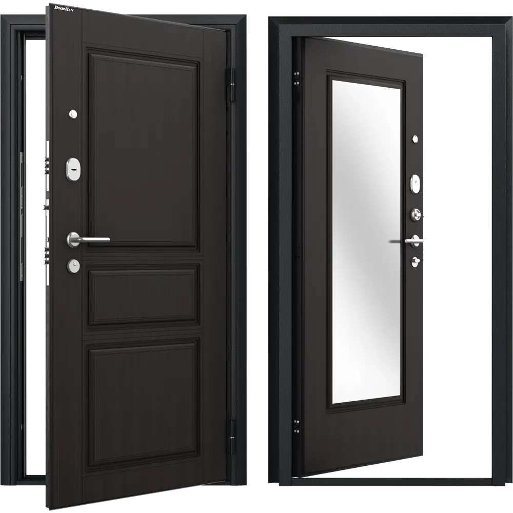 Дверь входная металлическая Премиум New 88x205 см правая венге с зеркалом DOORHAN STLM-2183807 - Вид №1