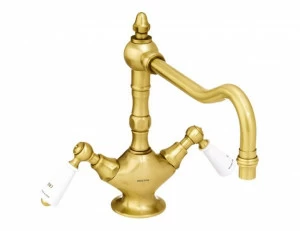 035030.M00.00 Смеситель для мойки с фарфором на одно отверстие Золото 24К