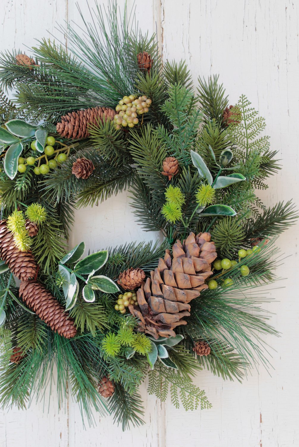 2007 883 a3 Искусственный венок 'ель / ягоды / шишки', ø 45 см, зеленый H-andreas  - Вид №8