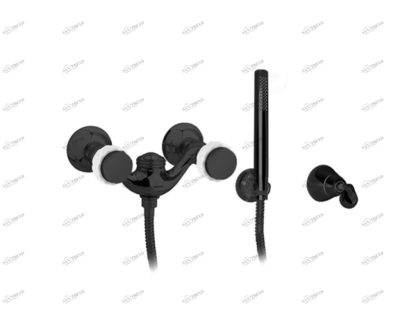 065519.000.84 Смеситель для душа с белым фарфором Матовый черный Mestre 