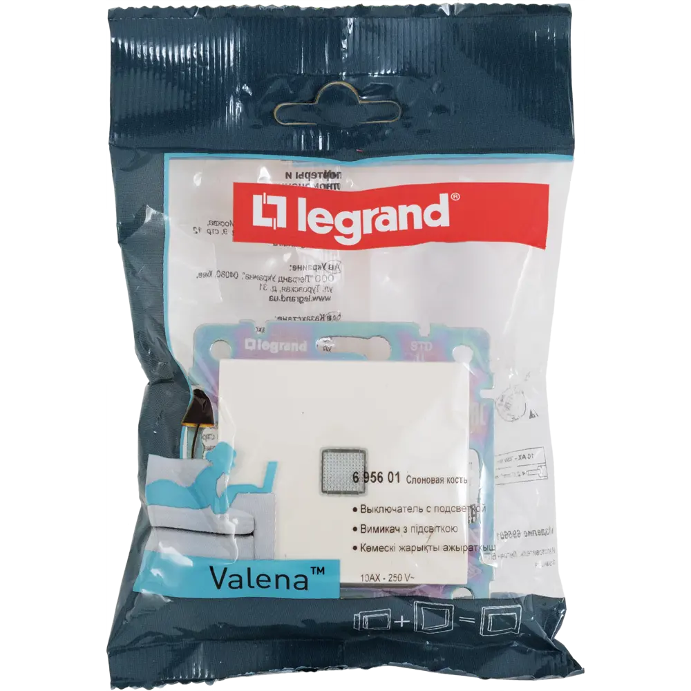 Legrand Valena Classic: одноклавишный выключатель с подсветкой в цвете слоновая кость 11273629 STLM-0001145 - Вид №6