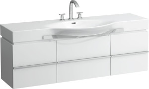 H4013520755481 Шкафчик под раковину с сифоном, экономящим пространство, для раковин 811706, 812706, 813706, 814706, 2 выдвижных ящика с 2 дверцами, 2 стеклянные полки LAUFEN PRO