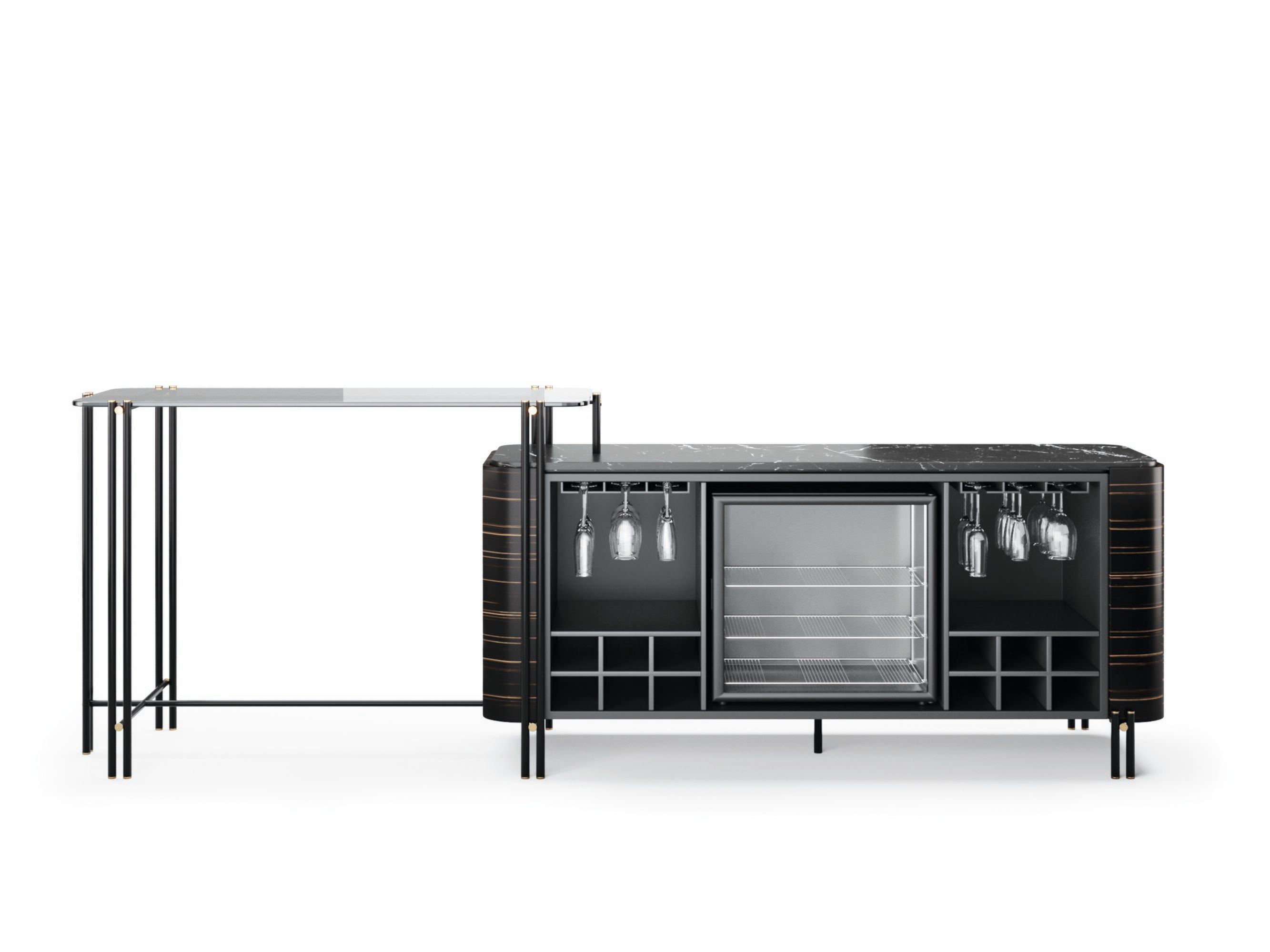 Деревянный и стеклянный барный шкаф PRADDY Natur ARCH-00124682 - Вид №2