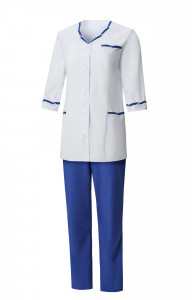 66126 Костюм "Ольга" белый с васильком  Медицинская одежда  размер 48/158-164