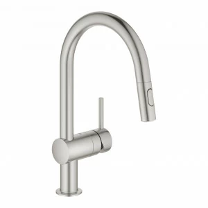 Смеситель для кухни GROHE Minta с выдвижным изливом, суперсталь (32321DC2)