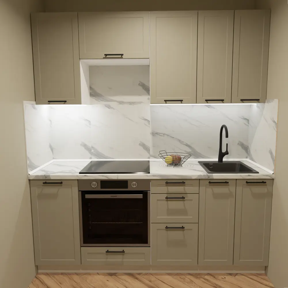 Кухонный гарнитур 200x60 см Ньюпорт ВУШ цвет топо 89451645 STLM-2199732 KONSENSA