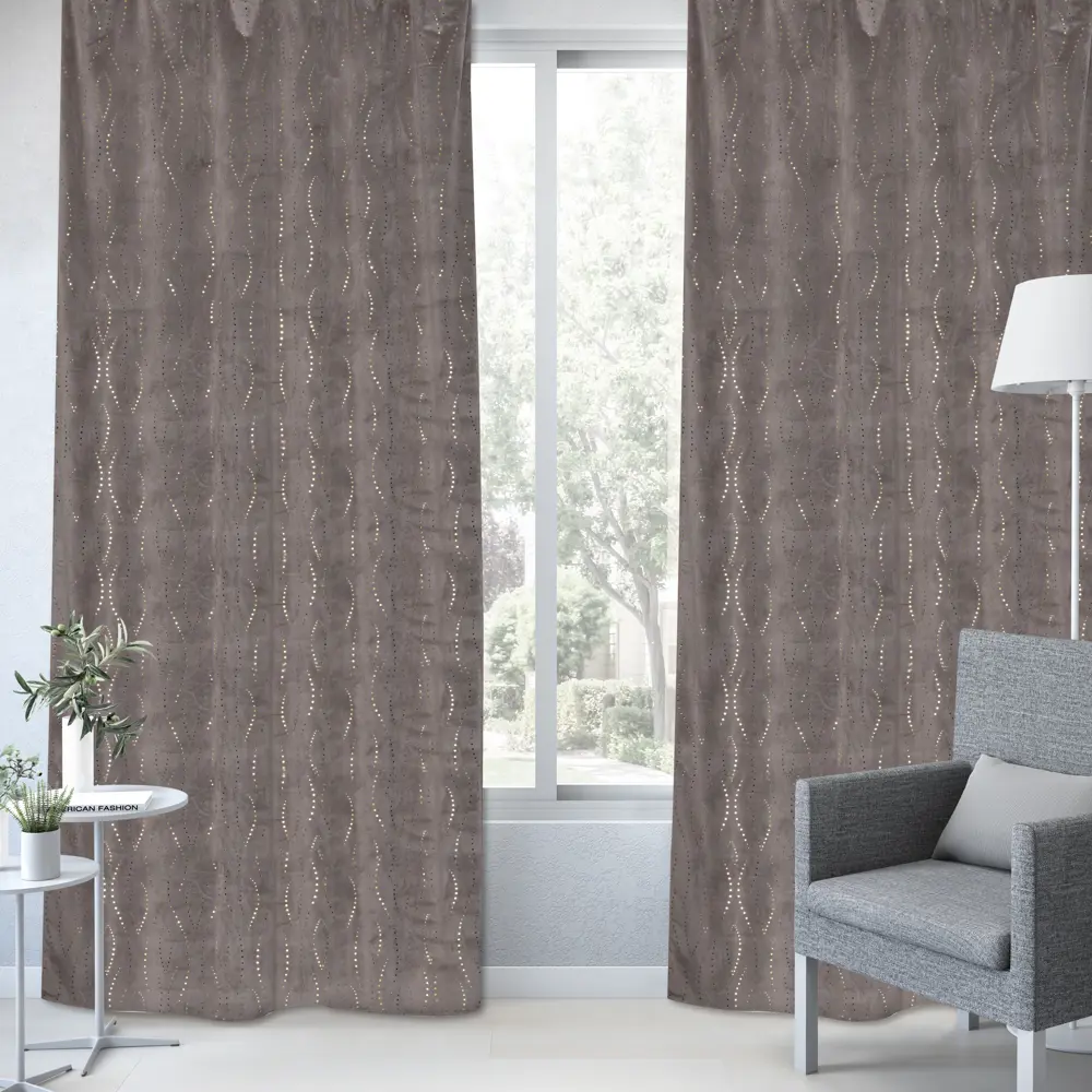 Штора на ленте Inspire Aule 140x280 см цвет серо-коричневый STLM-2102236 - Вид №1