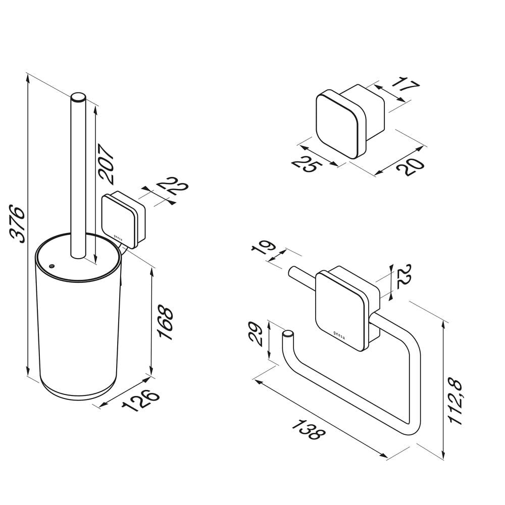 Набор для ванной комнаты из нержавеющей стали Geesa Топаз ARCH-00061909 - Вид №1