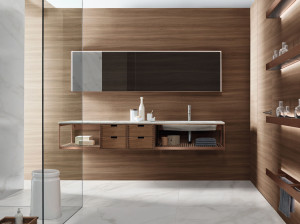 Мебель для ванной комнаты из грецкого ореха и мрамора Calacatta