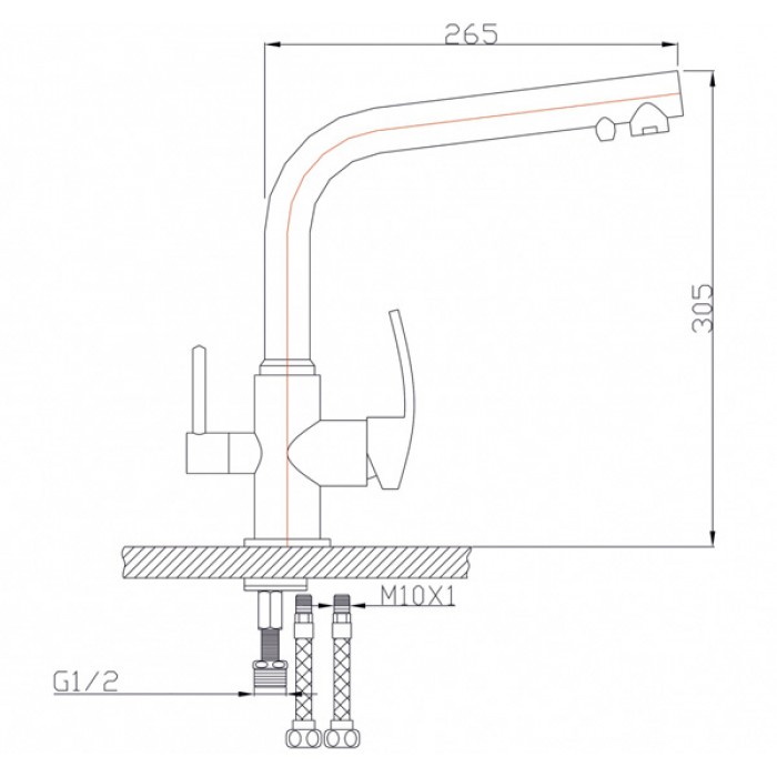 Zorg ZR 313 YF хром Смеситель для кухни Zorg 305х255 мм  - Вид №2