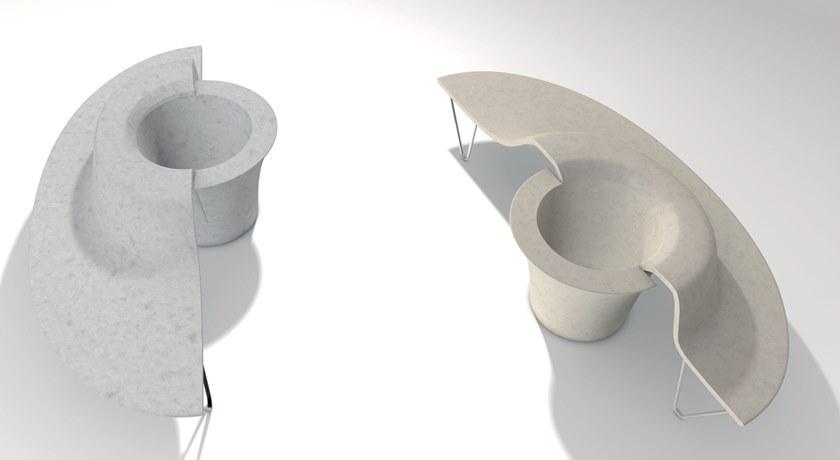 Manufatti Viscio Изогнутая реконструированная каменная скамья со встроенным горшком со спинкой sun-id-1409801 - Вид №3