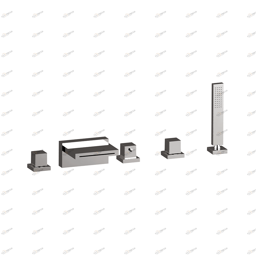 Смеситель на борт ванны с каскадом, 5 отв Cisal Wave WET77010