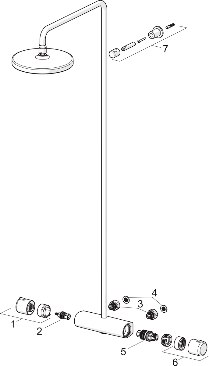 Oras 7400 Смеситель с верхним душем rain shower 7400 Nova Хром  - Вид №4