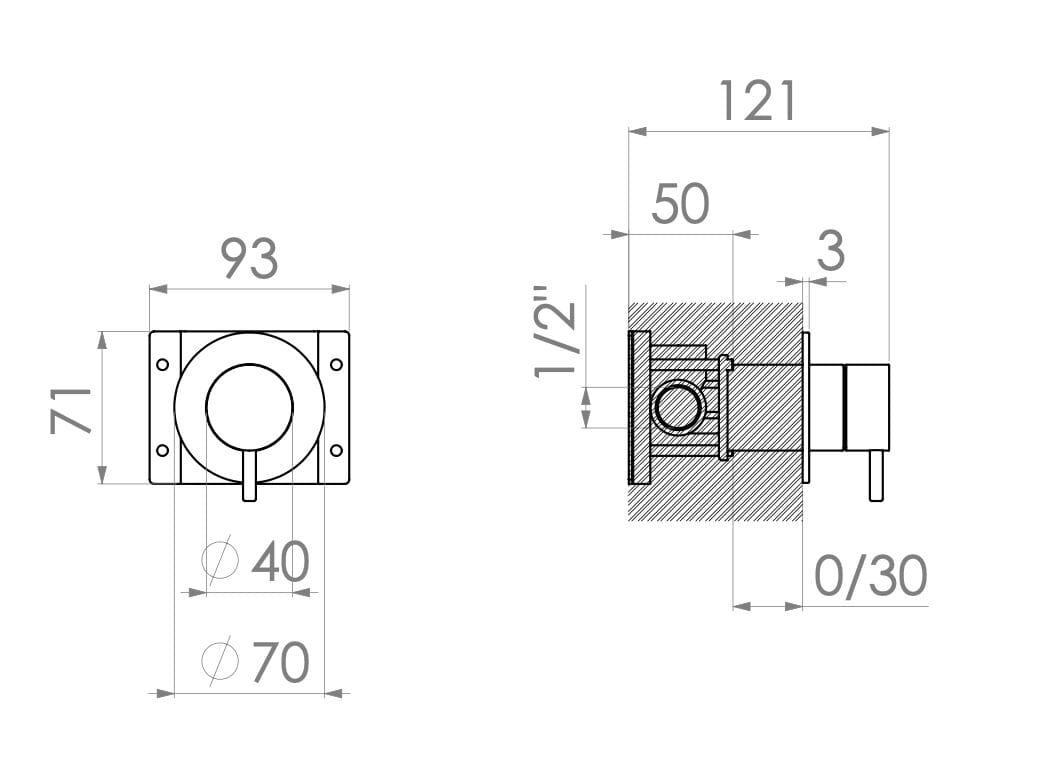 Настенный встраиваемый однорычажный смеситель Radomonte Dex ARCH-00055043 - Вид №2