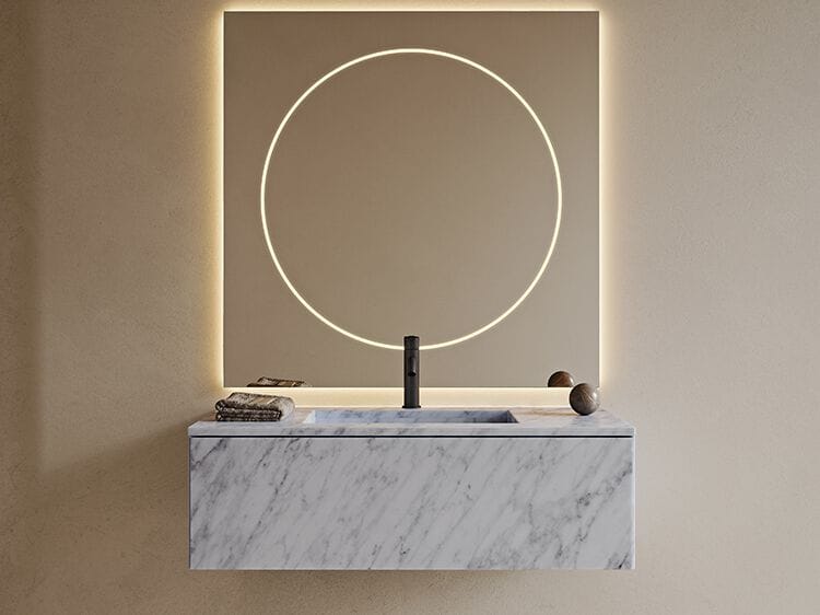 Мраморный подвесной умывальник со встроенной раковиной Inbani слой ARCH-00130412 - Вид №8