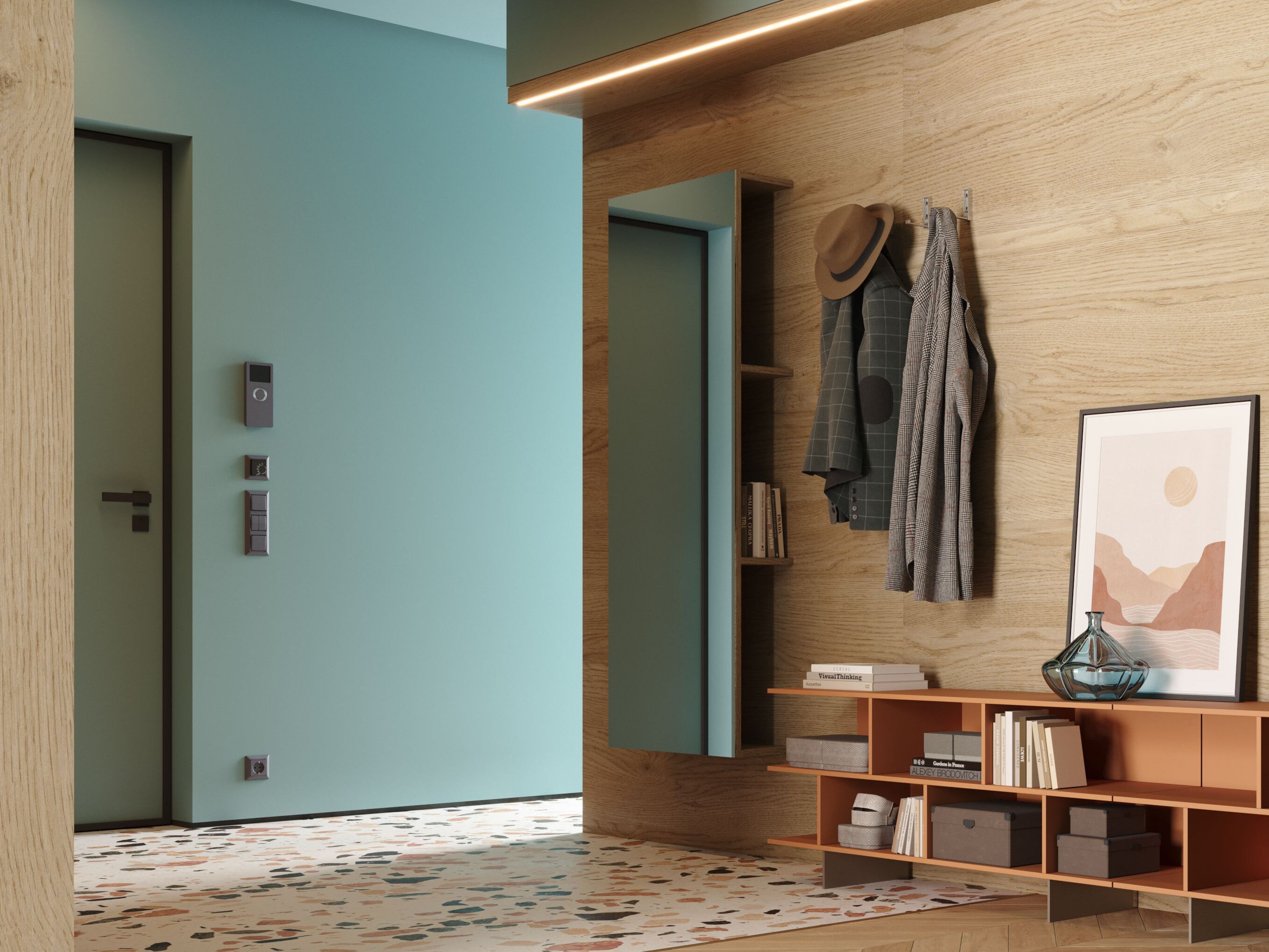 Мебель для прихожей в меламинированном стиле с зеркалом Giessegi день за днем ARCH-00103163