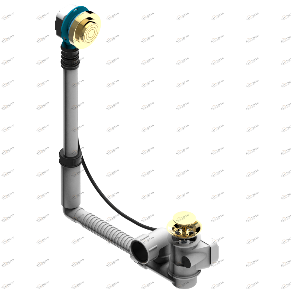 U9F-302 Перелив GEBERIT для ванны. Регулируемая высота : от 165 мм до 390 мм регулируемый вынос: от 110мм до 230мм - европейская модель - выпуск Ø 40 мм поставляется со стильный ручкой управления Thg-paris West coast с ручками-рукоятками с чёрным ониксом U9F-302 CAT.F