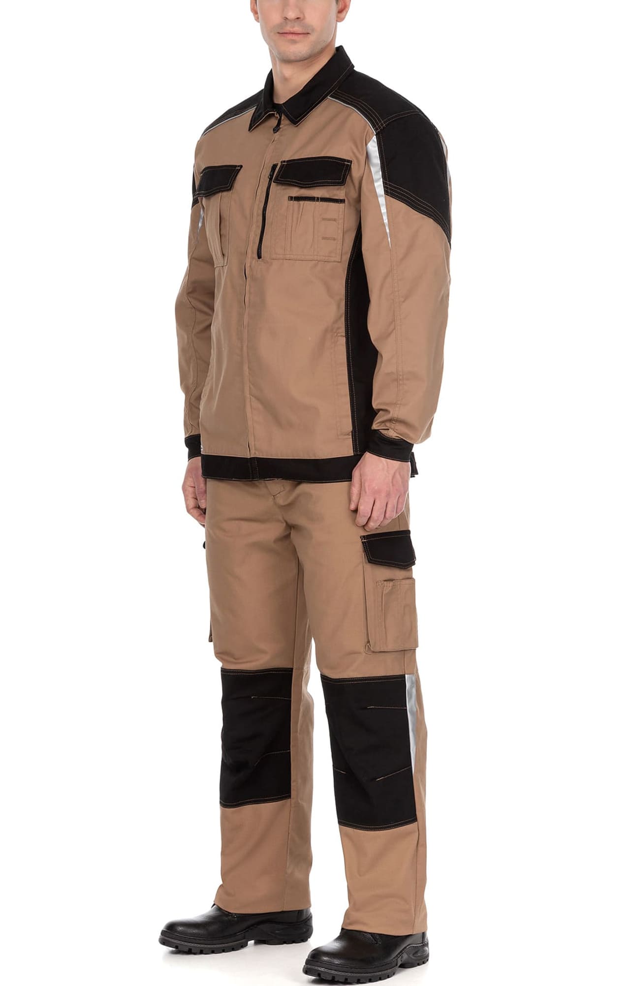 70065 Костюм  NEW бежевый с черным STATUS  Летняя спецодежда  размер 48-50/182-188  - Вид №12