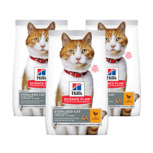 Т00020426*3 Корм для кошек Hill"s Science Plan для стерилизованных, курица сух. 1,5кг (упаковка - 3 шт) Hill's