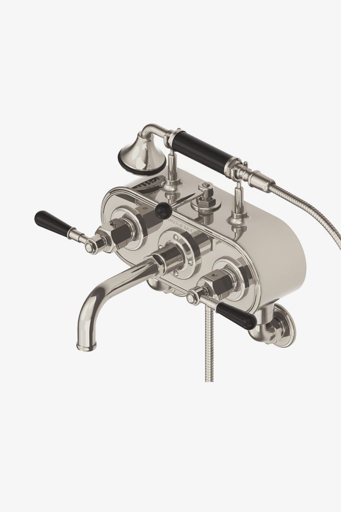 RGXT30 Настенный наполнитель для ванны с регулятором, ручной душ и черные ручки Waterworks 