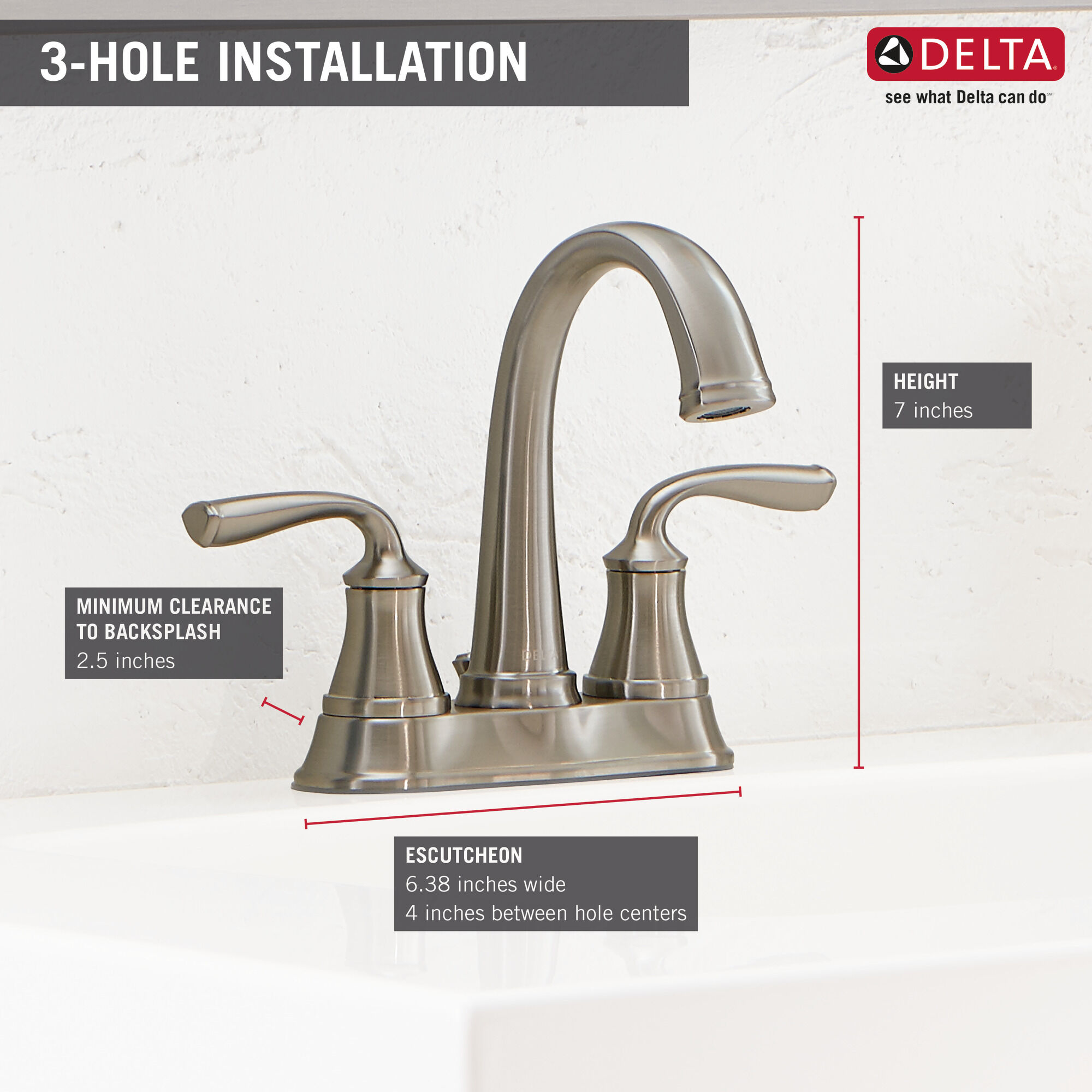 25716LF-SS-ECO Смеситель для ванной комнаты с двумя ручками Delta Faucet Lorain Нержавеющая сталь  - Вид №1