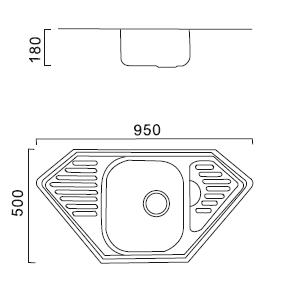 HBS5095 Кухонная мойка , матовая сталь Haiba  - Вид №2