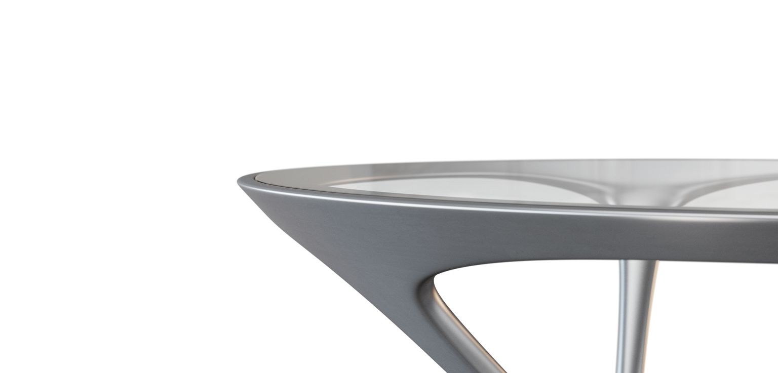 Круглый обеденный стол из стали и стекла ROCHE BOBOIS Les Contemporains ARCH-00118827 - Вид №2