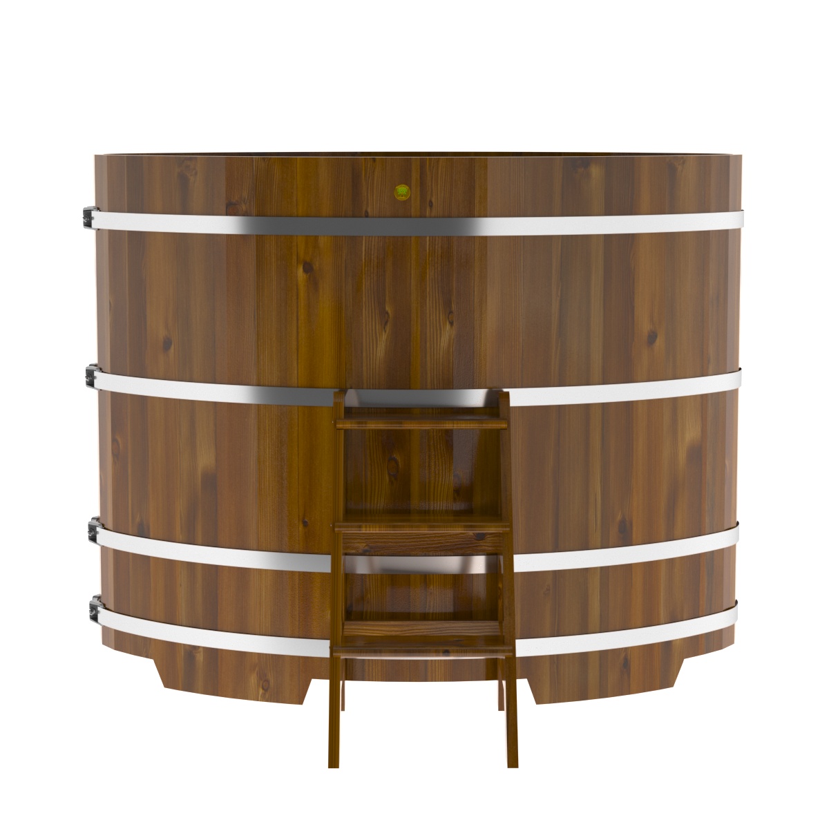 2293 Купель овальная из лиственницы Рустик 1,08х1,75х1,4 морёная Alyarus  - Вид №4