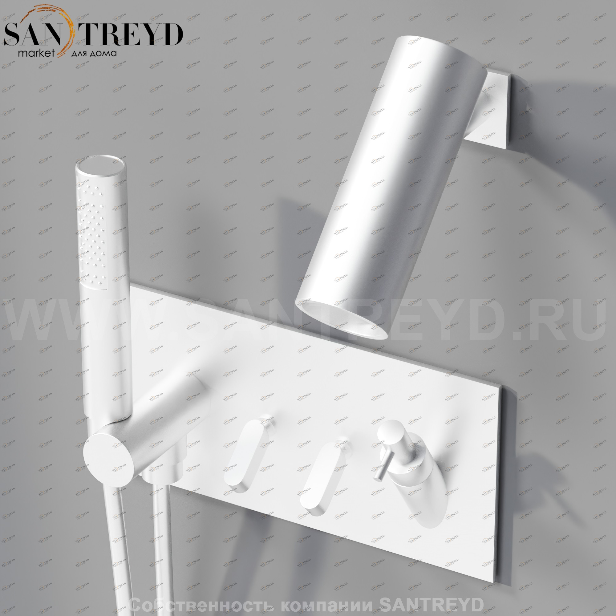 Душевая система с душевой лейкой и диспенсером для мыла ARUB0943NSP SQUARE хромированная матовая Agape