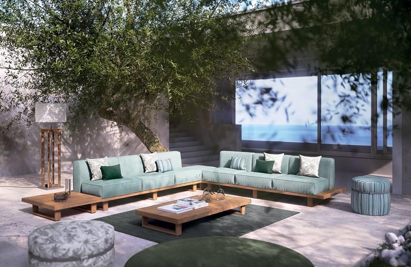 Atmosphera Квадратный садовый пуф из тика и технической ткани 9.zero 9.0.pf - Вид №5