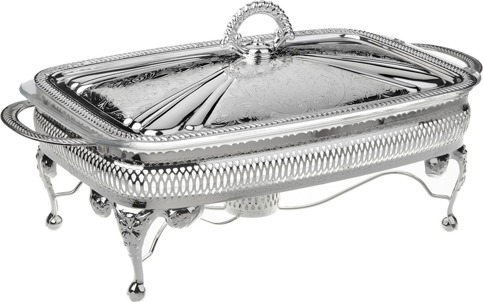 10611730 Queen Anne Мармит прямоугольный с подогревом, с крышкой Queen Anne 37х20см, сталь, посеребрение Сталь нержавеющая с посеребрением, стекло 
